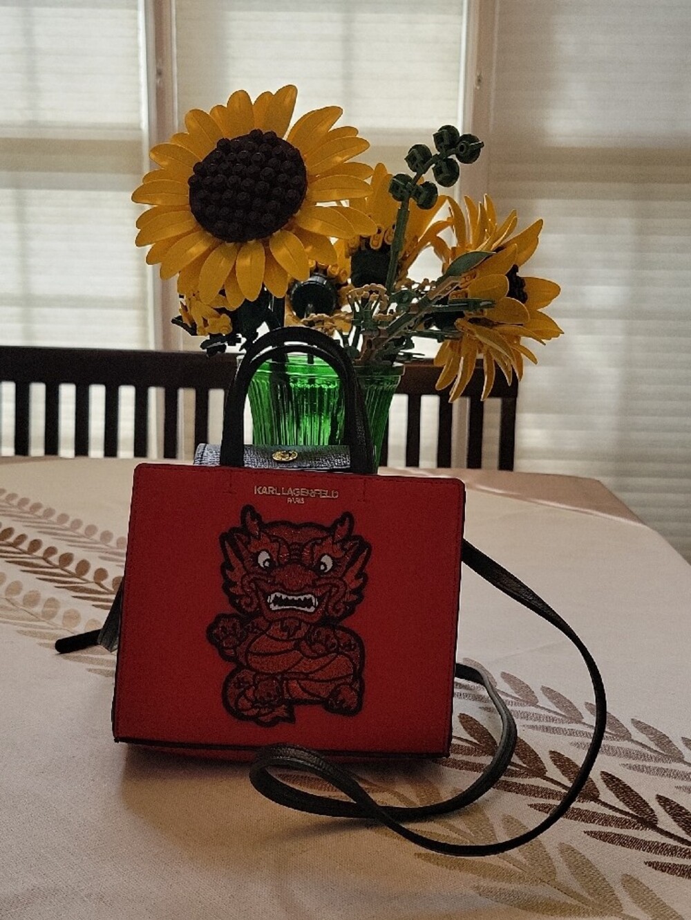 Karl Lagerfeld Red & Black Mini Crossbody Bag with Dragon Patch - Picture 2 of 8